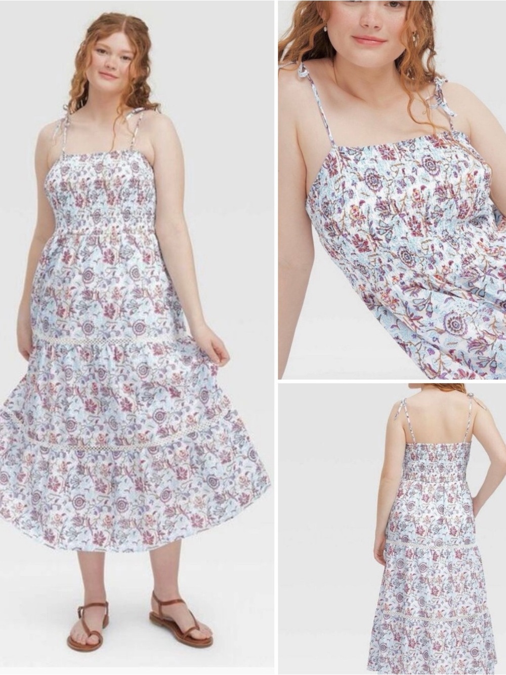 NWT-Roller Rabbit-Sketched Floral-Breezy Tie Shoulder-Tiered Maxi-Sz XXS